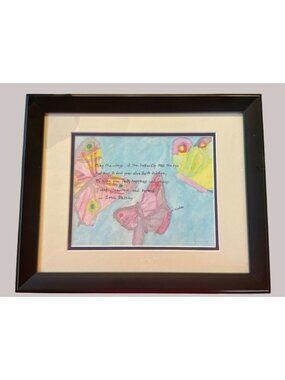 Original Butterfly Watercolor Art Irish Blessing In Black Frame Signed By Artist